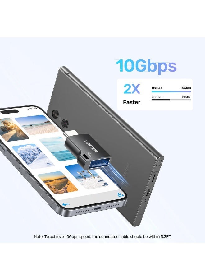 يوني تيك UNITEK USB-C to USB-A Adapter, 10Gbps USB 3.2, 2A Fast Charging, Zinc Alloy, Plug & Play - Image 3